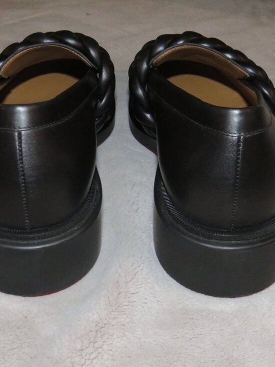 Christian Louboutin Urbino Moc Braid Black Leather Loafers 8.5 NWB